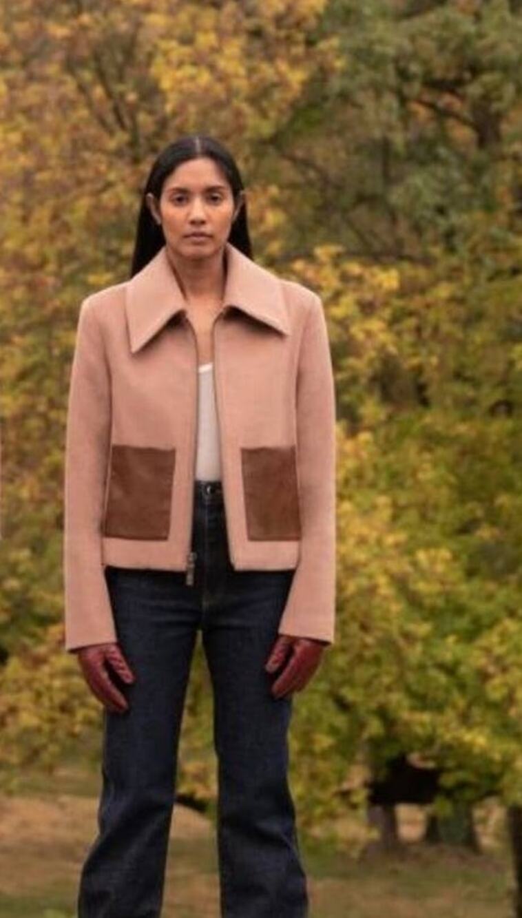 WAS HIM Taupe and Brown Wool Blend Cropped Single Breast Coat - S